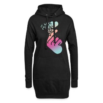Kpop Heart Korean Popmusic K-Pop - Hoodie-Kleid - Schwarz - Vorne