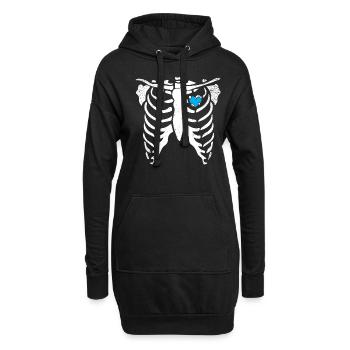 Skeleton Ice Heart Rib Cage X-Ray Funny Halloween - Hoodie-Kleid - Schwarz - Vorne
