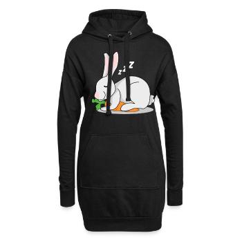 Lapin avec carotte dort lapin lapin - Sweat-shirt à capuche long Femme - noir - Devant