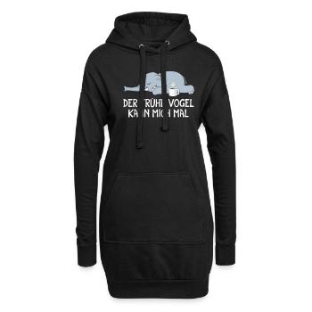 Der Frühe Vogel kann mich mal Elefant Kaffee - Hoodie-Kleid - Schwarz - Vorne