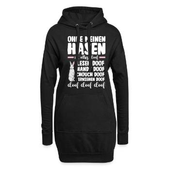 Nagetier Kaninchen Hase - Hoodie-Kleid - Schwarz - Vorne