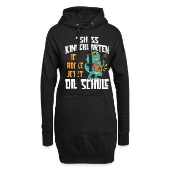 Schulkind 2023 Dino Tshüss Kindergarten - Hoodie-Kleid - Schwarz - Vorne