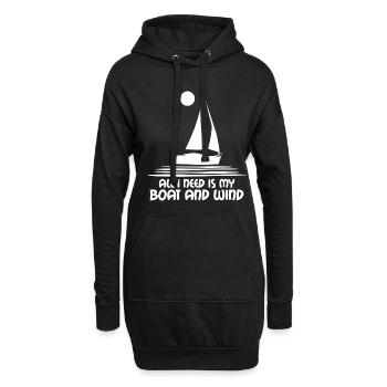 Segeln Boot und Wind Segelboot Segelclub - Hoodie-Kleid - Schwarz - Vorne