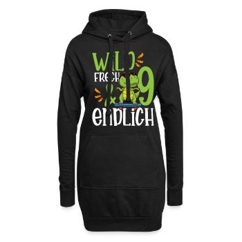 Wild Frech & endlich 9 neunter Geburtstag - Hoodie-Kleid - Schwarz - Vorne