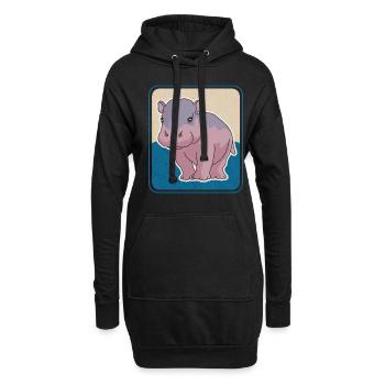Nilpferd Baby Flusspferd Nilpferde Geschenk - Hoodie-Kleid - Schwarz - Vorne