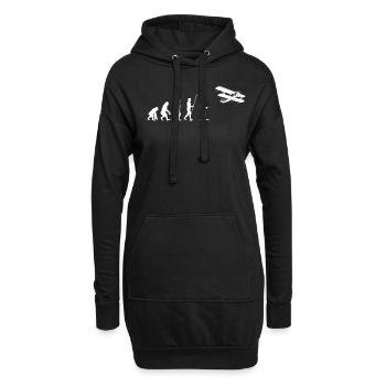 Airplane Heartbeat - Hoodie-Kleid - Schwarz - Vorne