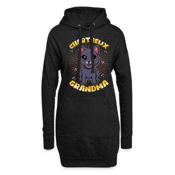 Chartreux Grand-mère Chartreux Chat Cadeau - Sweat-shirt à capuche long Femme - noir - Devant