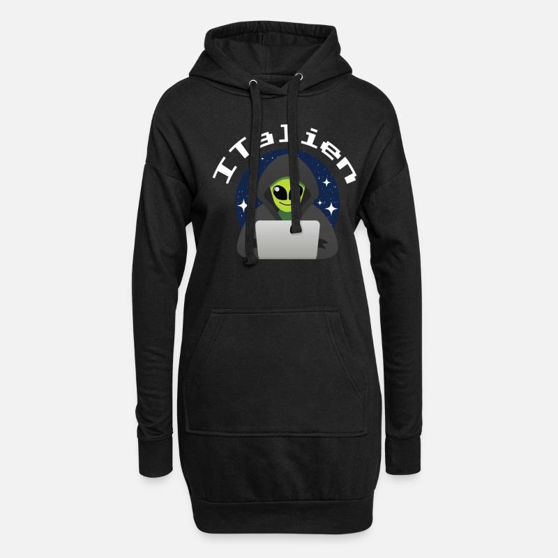 ITalien Alien Informatiker Hacker Coder - Hoodie-Kleid - Schwarz