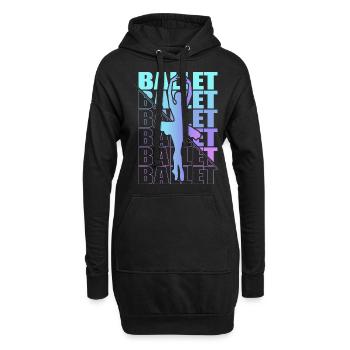 Ballett, Ballerina, Girl, Mädchen, Tanzen - Hoodie-Kleid - Schwarz - Vorne