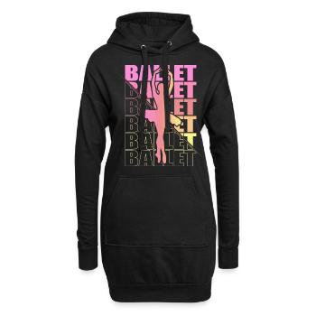 Ballett, Ballerina, Girl, Mädchen, Tanzen - Hoodie-Kleid - Schwarz - Vorne