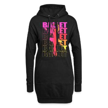 Ballett, Ballerina, Girl, Mädchen, Tanzen - Hoodie-Kleid - Schwarz - Vorne