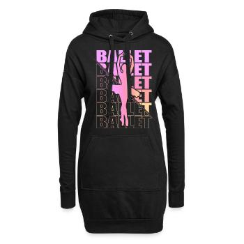Ballett, Ballerina, Girl, Mädchen, Tanzen - Hoodie-Kleid - Schwarz - Vorne