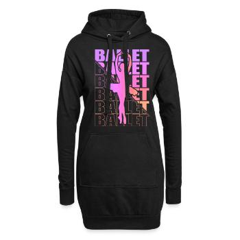 Ballett, Ballerina, Girl, Mädchen, Tanzen - Hoodie-Kleid - Schwarz - Vorne