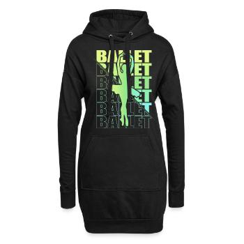 Ballett, Ballerina, Girl, Mädchen, Tanzen - Hoodie-Kleid - Schwarz - Vorne