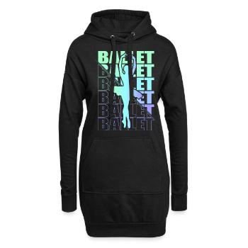 Ballett, Ballerina, Girl, Mädchen, Tanzen - Hoodie-Kleid - Schwarz - Vorne