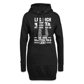 Scottish Fold Katze - Hoodie-Kleid - Schwarz - Vorne