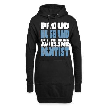 Fière épouse d’un sacré bon dentiste - Sweat-shirt à capuche long Femme - noir - Devant