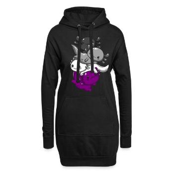 Subtil Asexual Kawaii Axolotl Pride Flag - Sweat-shirt à capuche long Femme - noir - Devant