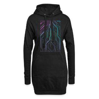 Cyber Vaporwave Esthétique Futuriste - Sweat-shirt à capuche long Femme - noir - Devant