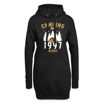 Date de naissance : Camping depuis octobre 1997 Camping - Sweat-shirt à capuche long Femme - noir - Devant