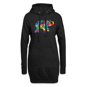 Low Poly Elephant Géométrie Éléphant - Sweat-shirt à capuche long Femme - noir - Devant