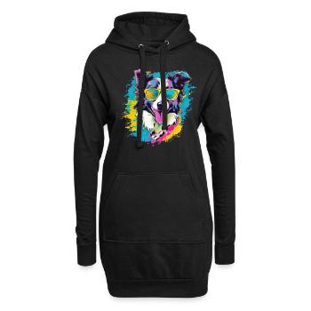 Border Collie Hund Hunderasse - Hoodie-Kleid - Schwarz - Vorne