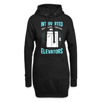 Fahrstuhl | Aufzug Aufzugsmechaniker Geschenk - Hoodie-Kleid - Schwarz - Vorne