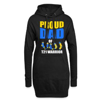 Fier père d’un guerrier T21 - Sweat-shirt à capuche long Femme - noir - Devant