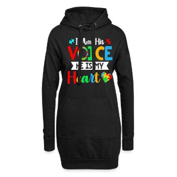 I'm his voice Mom Dad - Hoodie-Kleid - Schwarz - Vorne