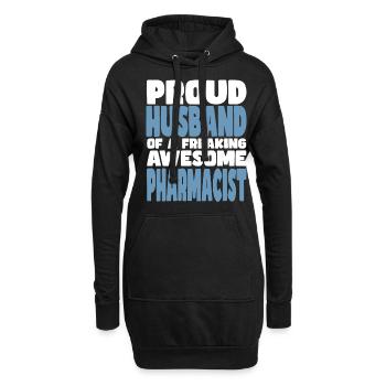 Fière épouse d’un sacré bon pharmacien - Sweat-shirt à capuche long Femme - noir - Devant