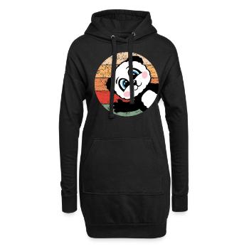 Panda Retro Pandabär Geschenk Damen Herren Kinder - Hoodie-Kleid - Schwarz - Vorne