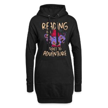 La lecture est un billet pour l’aventure - Sweat-shirt à capuche long Femme - noir - Devant