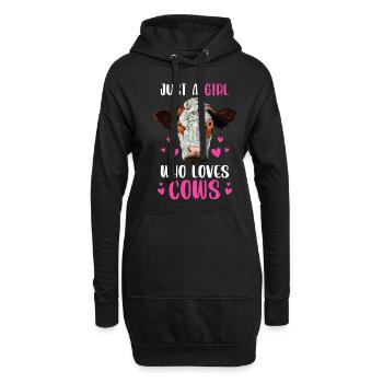 Juste une fille qui aime les vaches - Sweat-shirt à capuche long Femme - noir - Devant