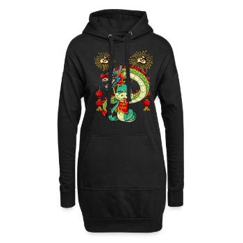 Année du Serpent Nouvel An lunaire chinois - Sweat-shirt à capuche long Femme - noir - Devant