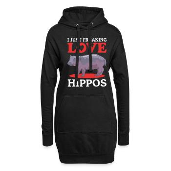 Nilpferd Baby Flusspferd Nilpferde Geschenk - Hoodie-Kleid - Schwarz - Vorne
