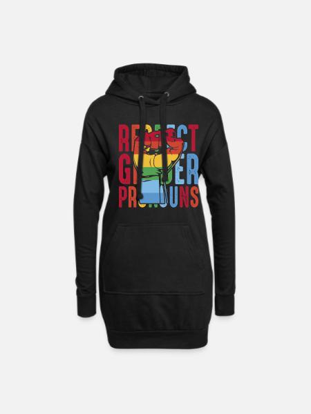 Respect Gender Pronouns - Hoodie-Kleid - Schwarz