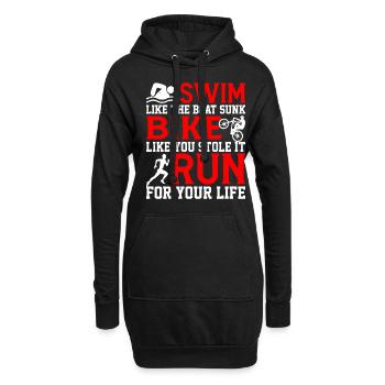 Nager comme le bateau coulé, vélo comme si vous l’aviez volé 2 - Sweat-shirt à capuche long Femme - noir - Devant
