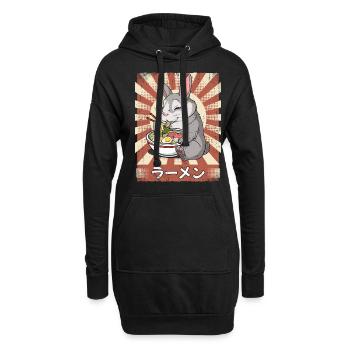 ramen lapin soupe de nouilles ramen - Sweat-shirt à capuche long Femme - noir - Devant