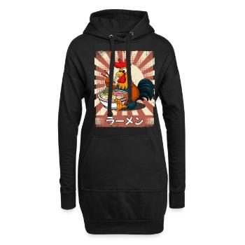 ramen coq soupe de nouilles ramen - Sweat-shirt à capuche long Femme - noir - Devant