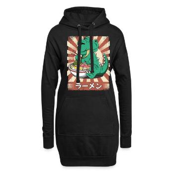 Ramen T-rex Soupe de nouilles Ramen - Sweat-shirt à capuche long Femme - noir - Devant