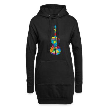 Low Poly Musikalisches Polygon Geige - Hoodie-Kleid - Schwarz - Vorne