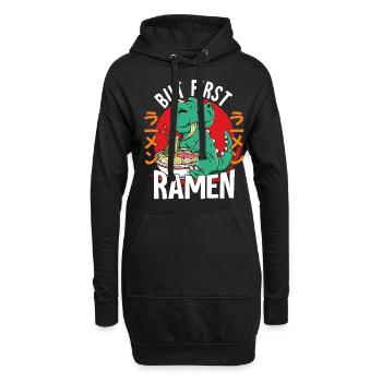 But First Ramen - Hoodie-Kleid - Schwarz - Vorne