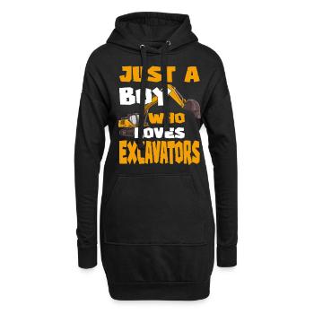 Baufahrzeug Nur ein Junge, der Excavato liebt - Hoodie-Kleid - Schwarz - Vorne