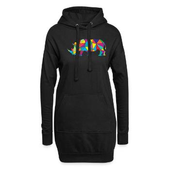 Low Poly Rhinozeros Geometrie Rhinozeros - Hoodie-Kleid - Schwarz - Vorne
