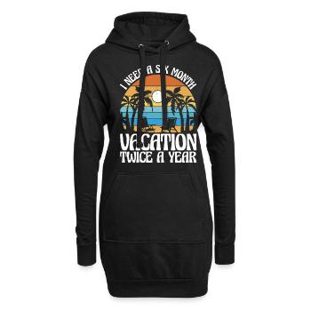 J’ai besoin de six mois de vacances, deux fois par an 3 - Sweat-shirt à capuche long Femme - noir - Devant