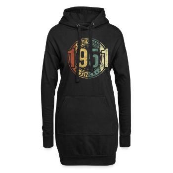 Génial depuis 1951 Retro Vintage Birthday - Sweat-shirt à capuche long Femme - noir - Devant