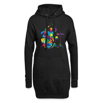Batterie Polygon Batteur - Sweat-shirt à capuche long Femme - noir - Devant