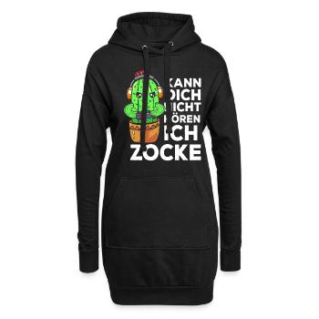 Kann Dich Nicht Hören Ich Zocke Gamer Kaktus - Hoodie-Kleid - Schwarz - Vorne