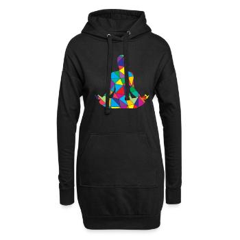Low Poly Namaste Polygon Namaste Yoga - Hoodie-Kleid - Schwarz - Vorne