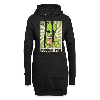Boba Tea Alien Bubble Tea - Hoodie-Kleid - Schwarz - Vorne